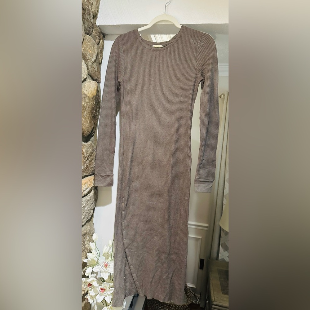 Nation LTD Alanna Long Sleeve Body Con Midi Dress Waffle Knit Gray Size S. - Picture 5 of 11